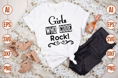 Girls who code rock! svg cut file