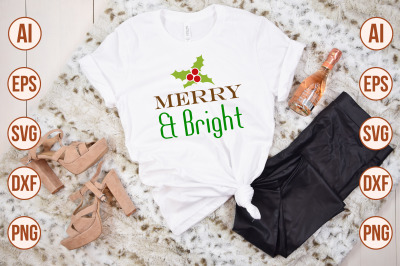 Merry &amp; Bright svg cut file