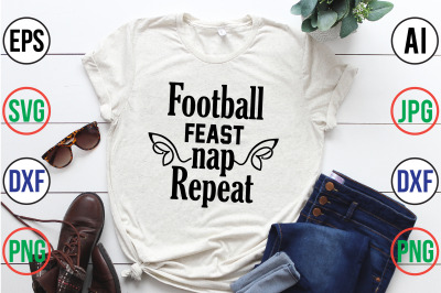 Football feast nap repeat svg cut file