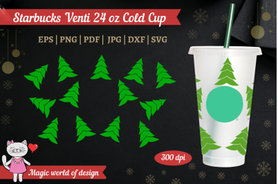 Christmas tree Starbucks Venti Cold Cup 24 Oz Svg