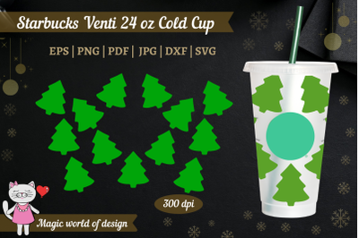 Christmas tree Starbucks Venti Cold Cup 24 Oz Svg