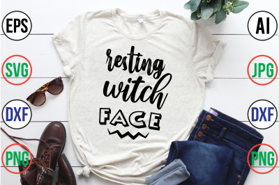 resting witch face svg cut file