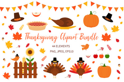 Cute Thanksgiving  Clipart Bundle
