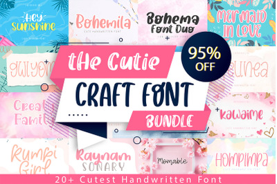 Cutest Crafty Font Bundle, Cute Handwritten Font Bundle