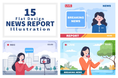 15 Breaking News Reporter Background Vector