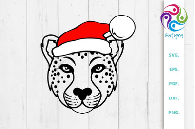 Christmas Hat Santa Leopard SVG File