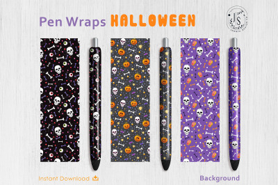 Halloween Skull and Bone Pen Wraps PNG file set