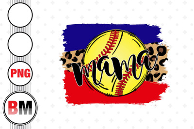 Mama Softball Brush Leopard PNG Files