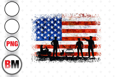 Distressed Police Oil Paint US Flag PNG Files