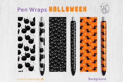 Halloween Ghost and Spooky Cat Pen Wraps PNG file set