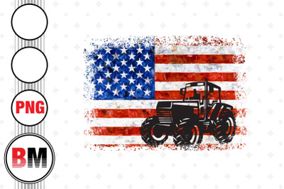 Tractor Distressed Oil Paint US Flag PNG Files