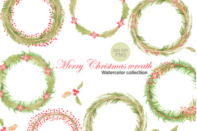 Watercolor Christmas Wreath clipart