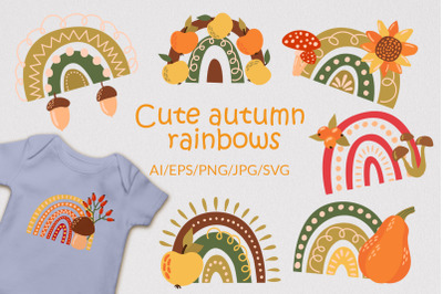 Cute autumn rainbows - SVG File