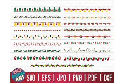 Christmas Borders SVG Bundle | Christmas Holiday Dividers Bundle SVG