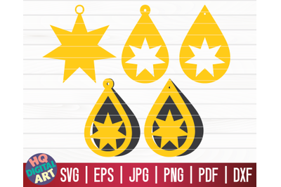 5 Star Earrings SVG | Christmas Teardrop Earrings SVG