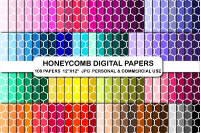 Honeycomb digital papers pack Beehive background pattern