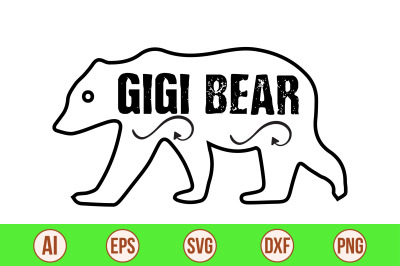 gigi bear svg cut file