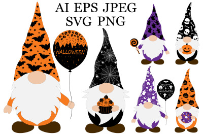 Halloween Gnomes. Gnomes SVG. Gnomes clipart. Gnomes vector