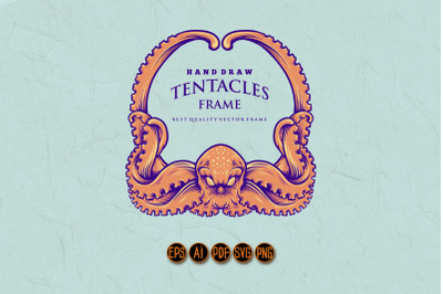 Nautical Kraken Tentacles Frame Illustrations