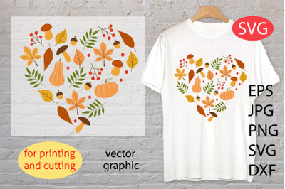 Fall heart PNG | Autumn t-shirt design