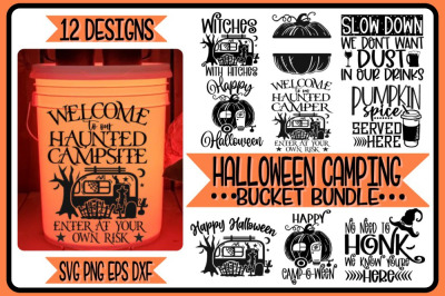 Halloween Camping Bucket SVG Bundle - 12 Designs