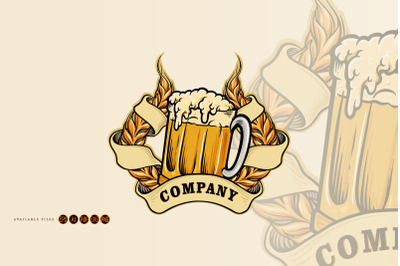 Wheats a glass Beer Badge Illustrations