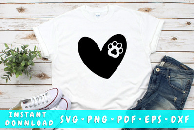 Heart with cat paw SVG