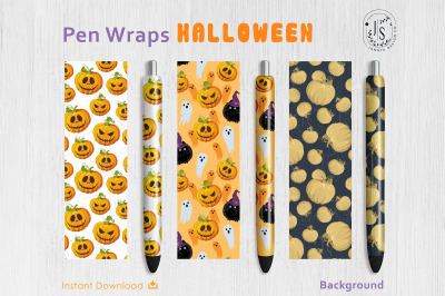 Halloween Pumpkin Lantern Pen Wraps