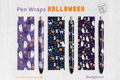Halloween Ghost and Spooky Cat Pen Wraps PNG file set