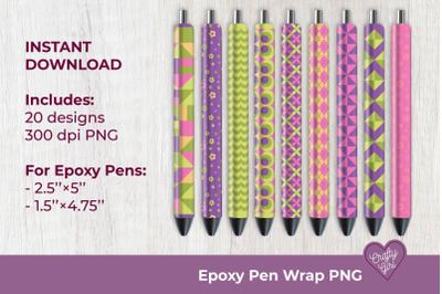 20 Retro Hippie Epoxy Pen Seamless Wrap Sublimations