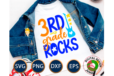 3rd Grade Rocks, Back to School SVG, Third grader t-shirt design for k