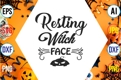 resting witch face svg cut file