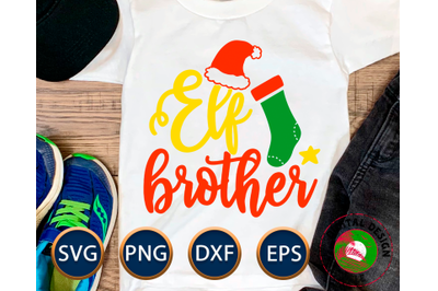 Elf Brother - Christmas SVG T-shirt designs for kids, Funny family Chr