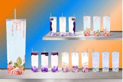 Flower Glitter Tumbler Sublimation