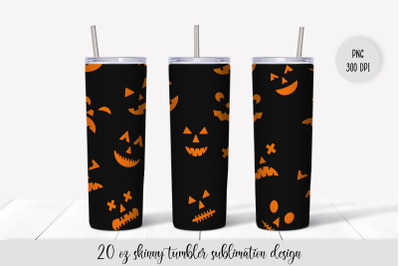 Creepy Halloween Pumpkin Faces Tumbler Sublimation Wrap