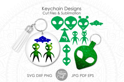 Alien keychain SVG, alien face, alien space ship SVG