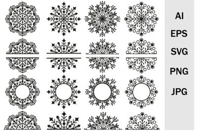 Openwork Christmas snowflake template, svg cutting files