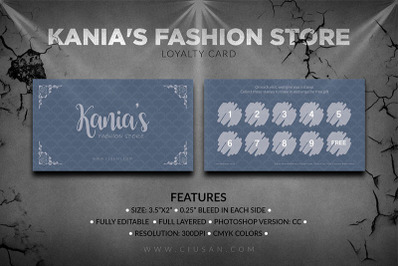 Kanias Fashion Store Loyalty Card