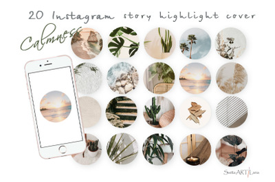 Instagram Serenity Story Highlight covers, Boho Themed