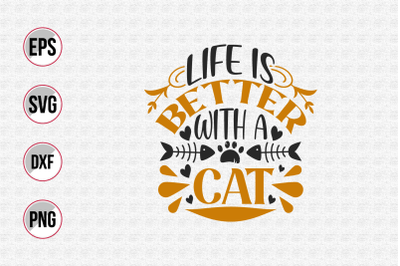 Cat typographic quotes design vector.