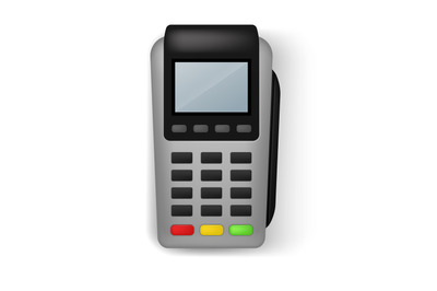 Payment terminal. Realistic banking electronic equipment. wireless gad