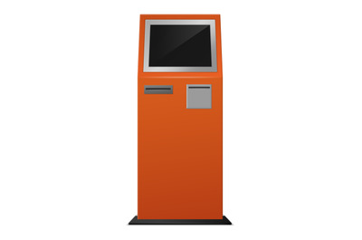 Realistic Atm kiosk. Payment terminal. Automated electronic equipment