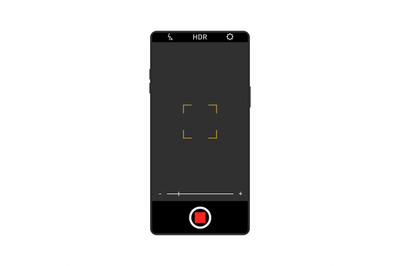 Realistic camera screen interface on smartphone. Mobile application de