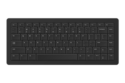 Black keyboard. Realistic modern QWERTY keypad. Digital panel buttons