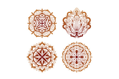 Elements mehndi. Henna tattoo ethnic ornaments collection, oriental ro