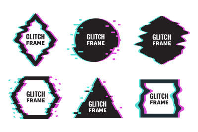 Frames glitch. Graphics distorted with abstract offset effects. Geomet