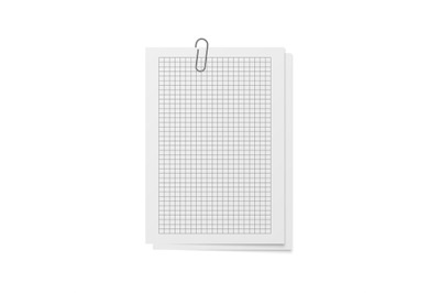 Realistic sheets with holder and clip. Mockup memo. White copybook bla