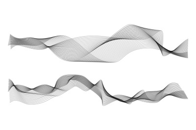 Waves abstract. Graphic line sonic or sound wave elements. Black curve