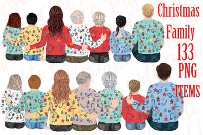 Christmas Bundle Family clipart, Matching Sweaters Png