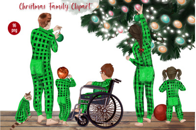 Christmas Family Clipart, boy with Disabilities Clip Art